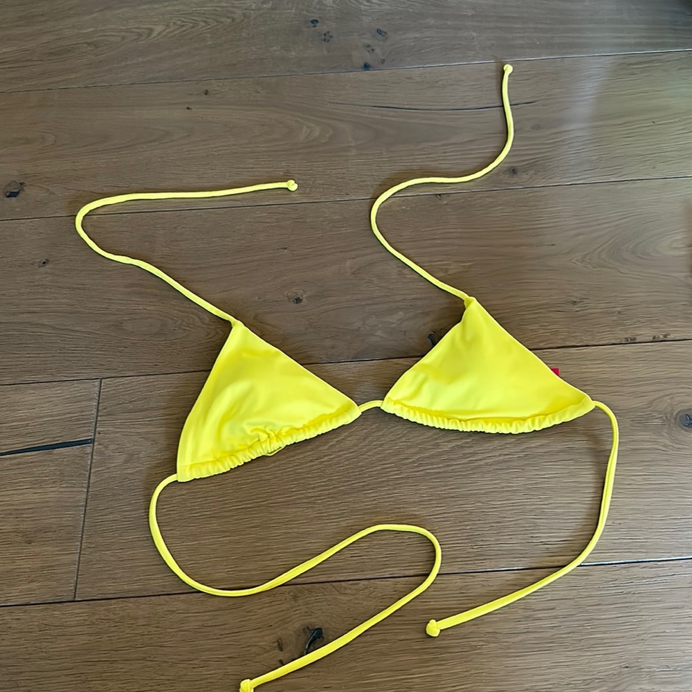 Yellow triangle bikini top